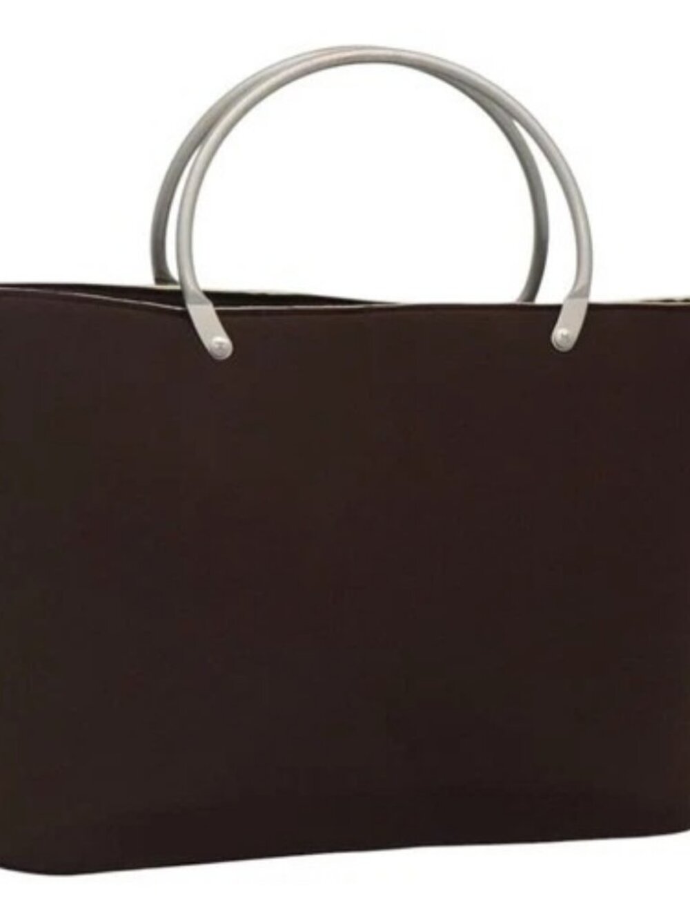 CHANEL Hand Bag Nylon Brown CC Auth bs23545